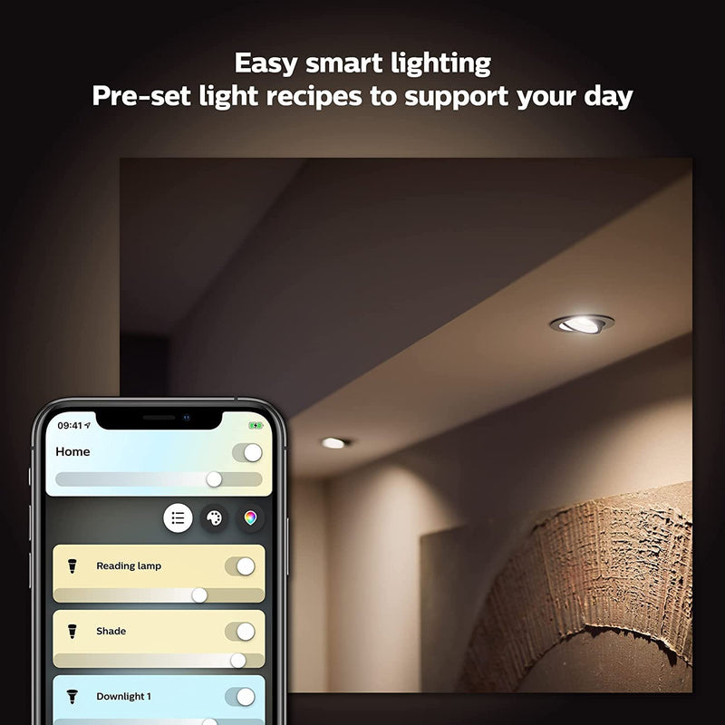 Philips Hue New White Ambiance Smart Light Bulb 2 Pack 75W - 1100 Lumen [E27 Edison Screw] with Bluetooth. Works with Alexa, Google and Apple Homekit