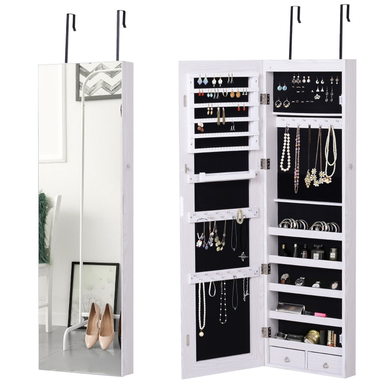 Mirrored Jewellery Storage Cabinet Door , White