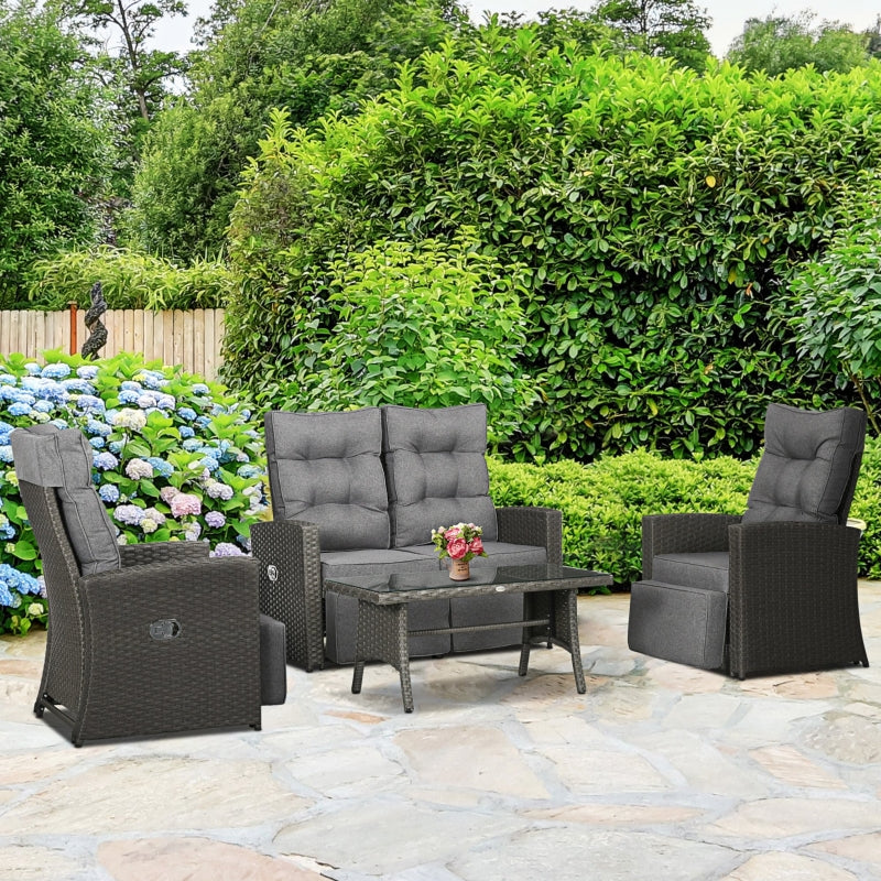 Four-Piece Rattan Chair Set - Grey