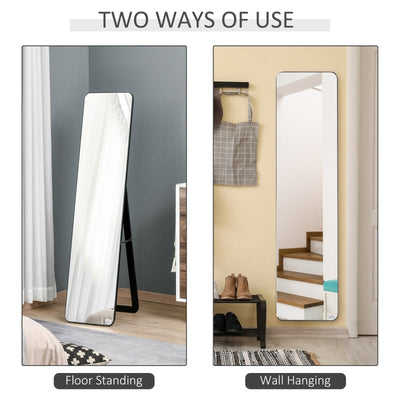 Full Length Mirror Floor Standing Wall Mount Dressing Bedroom Black