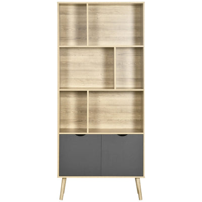 Modern Bookcase With Bottom Cabinet And 6 Open Shelves