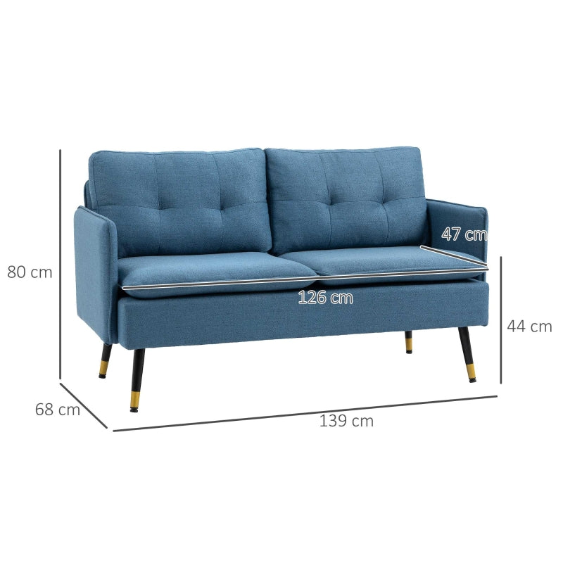 2 Seater Sofas For Living Room, Dark Blue