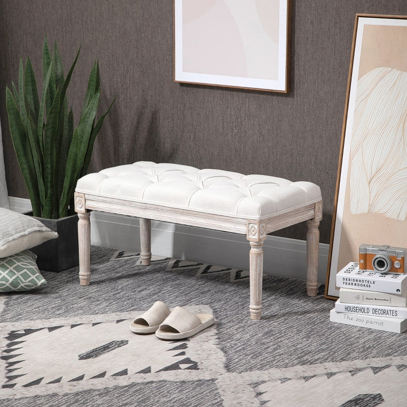 Bed End Stool Accent Bench- Beige