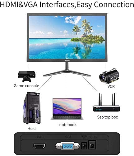 Prechen 19 Inch PC Monitor, 1440x900, 60Hz, Computer Monitor with HDMI & VGA Interface, 5ms, Brightness 250 cd/m², Dual Built-in Speakers for PS3 PS4