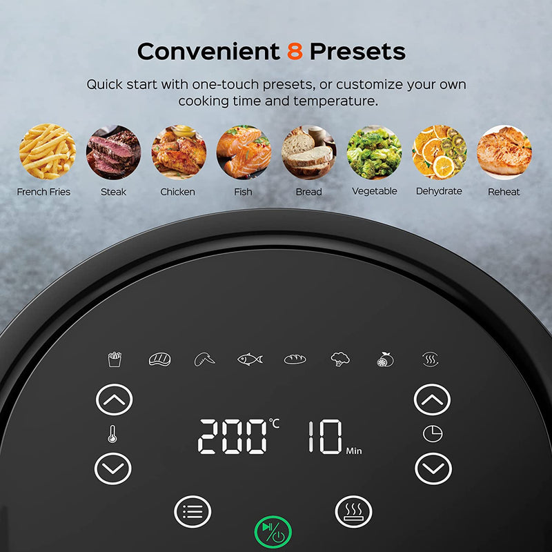 Dreo Air Fryer, 40℃ to 200℃, Cookbook, 3.8 L Hot Oven Cooker, 9 Presets on LED Onetouch Screen, Timer & Temperature Control, Nonstick Basket, 1500W