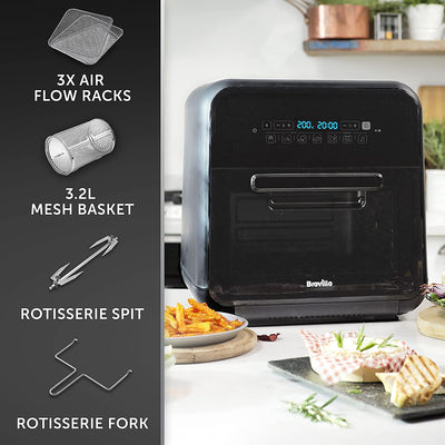 Breville Halo Rotisserie Air Fryer | 10 Litre Digital Air Fryer Oven | 2000 W | Fry, Bake, Roast and Dehydrate | Black and Grey [VDF127]