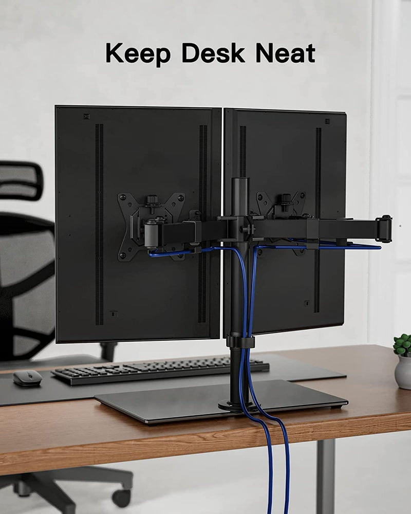 ErGear Dual Monitor Stand for 13"- 32" Screen, Dual Arm with Flowing Motion, Dual Monitor Mount Tilt ±45° Swivel 180° Rotation 360° Stand Weight 8KG