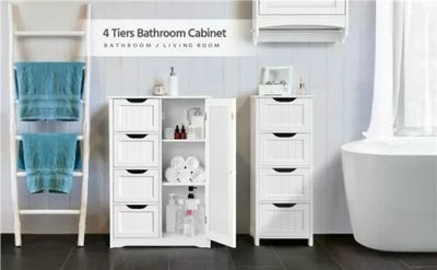 4 Drawers Unit Bathroom Cabinet - White