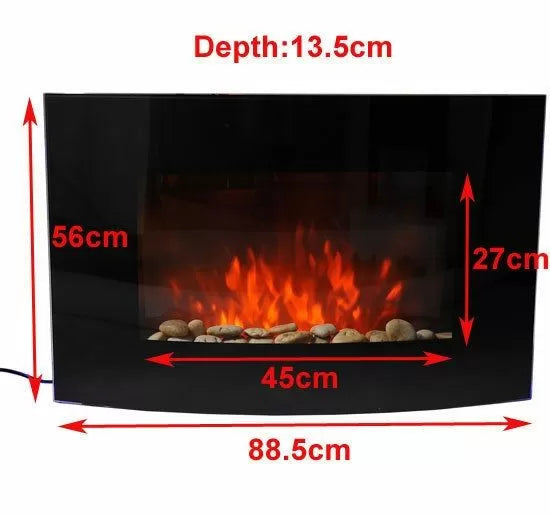 Large LED Curved Glass Electric Fire Place