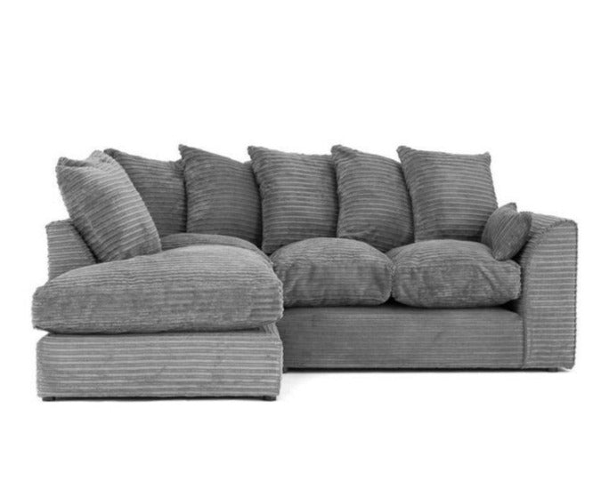 Porto Jumbo Cord Corner Sofa Grey Infyniti Home