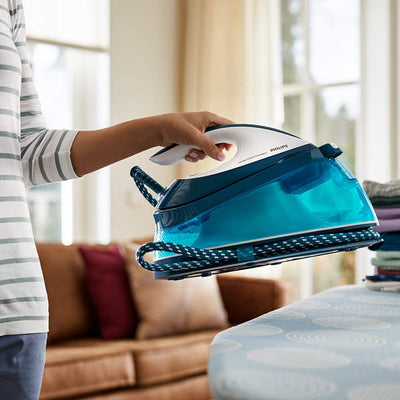 Philips PerfectCare Compact Steam Generator Iron with 400g steam boost, 2400 W, Blue & White - GC7840/26