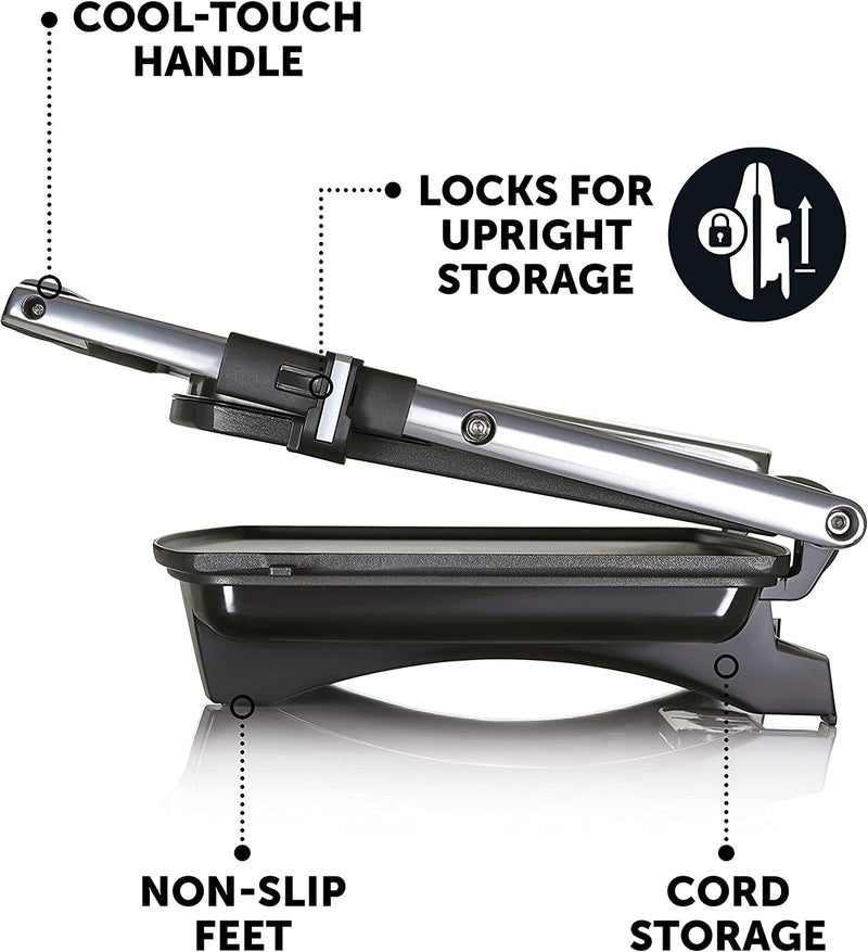 Breville Sandwich/Panini Press & Toastie Maker | 4-Slice | Non-stick-coated aluminium plates | Stainless Steel [VST026] [Energy Class A]