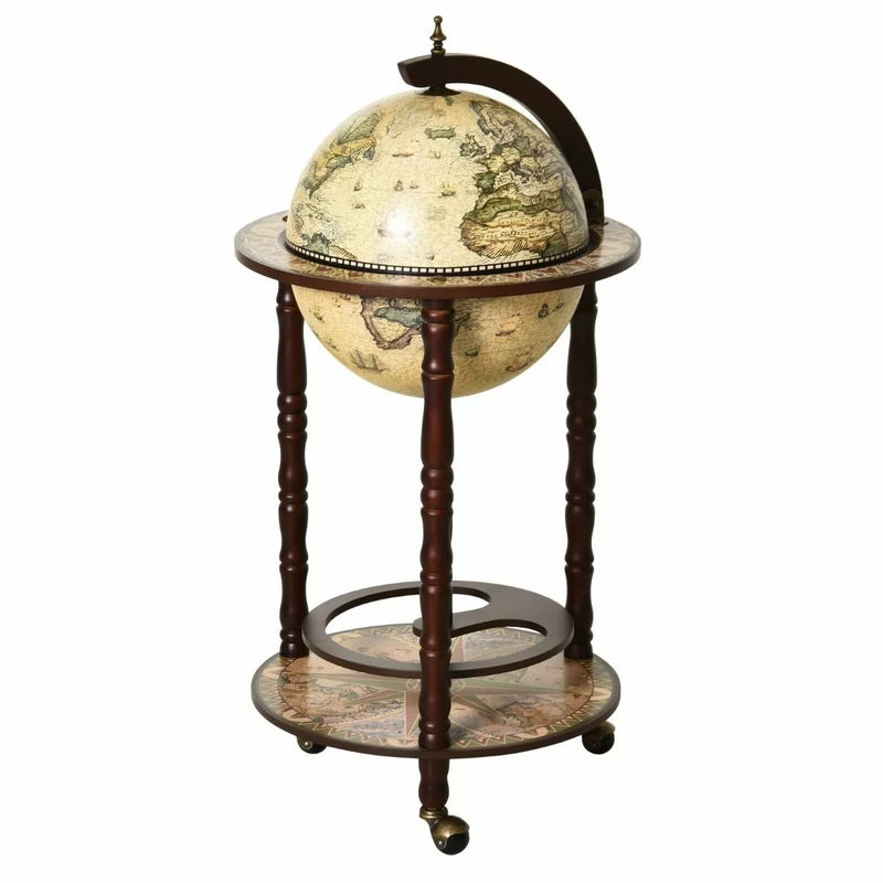 Retro Style Mini Bar Globe Drink Table - Beige