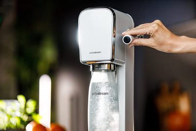 SodaStream Art Sparkling Water Maker Machine, with 1 Litre Reusable BPA-Free Water Bottle & 60 Litre Quick Connect CO2 Gas Cylinder, Retro White