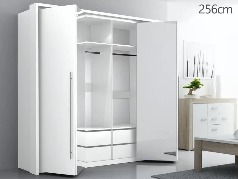 Drako Mirrored Wardrobe - White and Grey