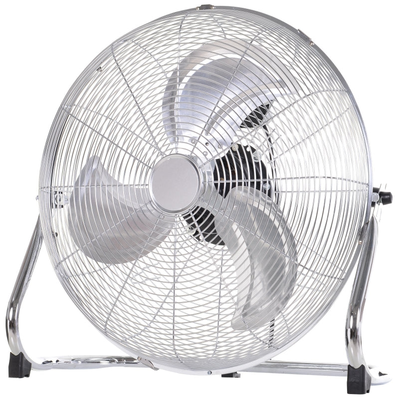 20 Chrome Metal Floor Fan With Tilting, Silver