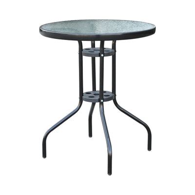 Bistro Table Outdoor Tempered Glass Top Garden Round Dining