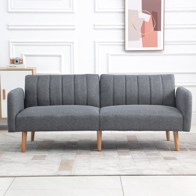 Two-Seater Sofa Bed, With Split Back - Grey