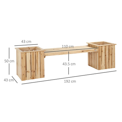 2 Seater Wooden Garden Planter - Natural