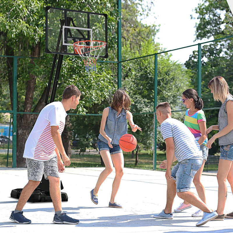 SPORTNOW Canasta de baloncesto con altura ajustable y soporte con tablero resistente y base con peso, portátil con ruedas, 2,4-2,9 m