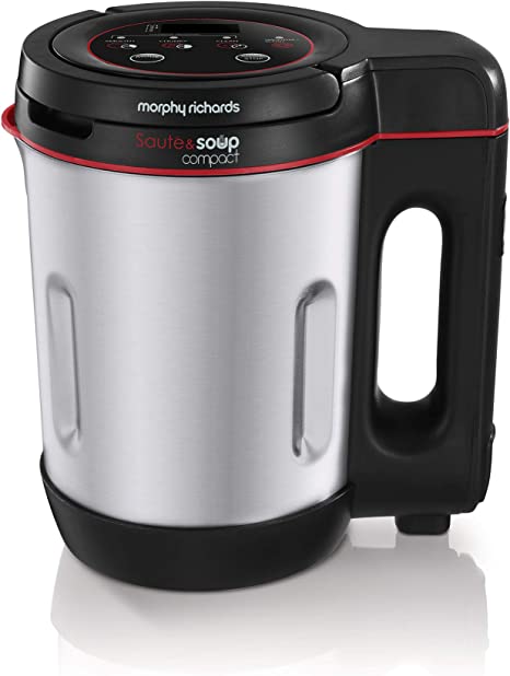 Morphy Richards 501027 Compact Saute & Soup Maker, Stainless Steel, 900 W, 1 Liter, Brushed Aluminium and Black