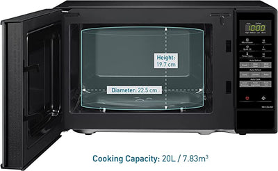 Panasonic NN-E28JBMBPQ Compact Solo Microwave Oven with Turntable, 800 W, 20 Litres, Black, One Size