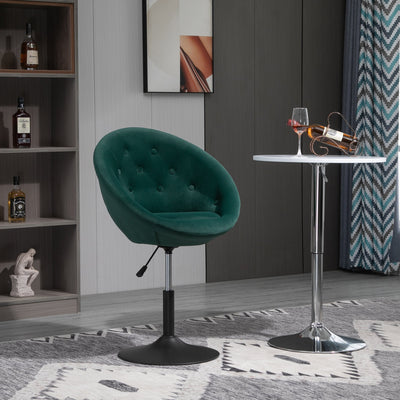 Tufted Fabric Dining Bar Stool , Armless Swivel Seat, Adjustable Height - Green