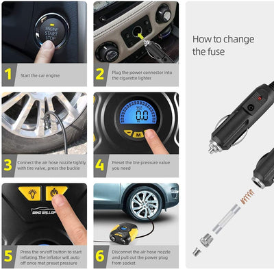 WindGallop Digital Car Tyre Inflator Air Tool Portable Air Compressor Car Tyre Pump Automatic 12V Electric Air Pump Tyre Inflation