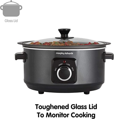 Morphy Richards Slow Cooker Sear and Stew 460012 3.5L Black Slowcooker