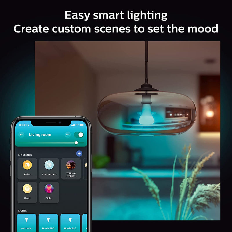 Philips Hue White & Colour Ambiance Single Smart Bulb LED [B22 Bayonet Cap] - 1600 Lumens (100W equivalent). Works with Alexa, Google, Apple Homekit