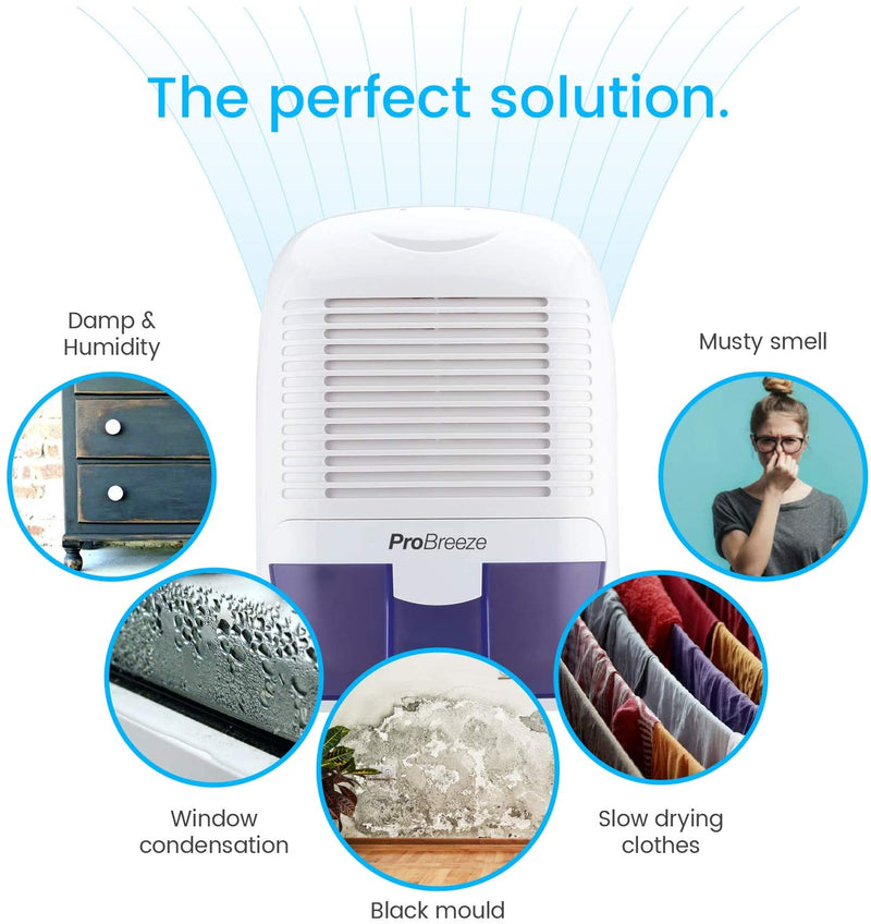 Pro Breeze 1500ml Dehumidifier for Damp, Mould, Moisture in Home, Kitchen, Bedroom, Caravan, Office, Garage