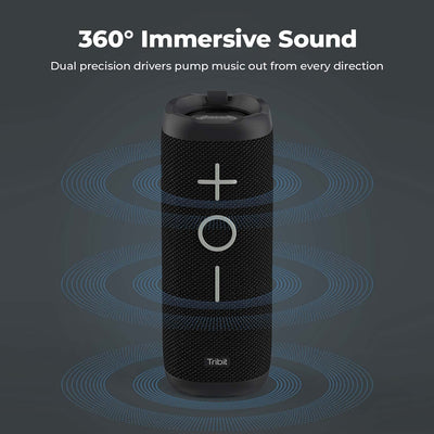 Tribit StormBox 24W Portable Bluetooth Speakers, 360° Full Surround Sound, Extended XBass, Wireless Dual Pairing, IPX7 Waterproof, 20 Hours Runtime