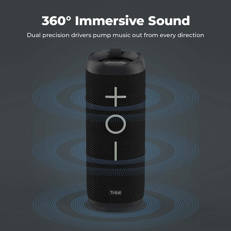 Tribit StormBox 24W Portable Bluetooth Speakers, 360° Full Surround Sound, Extended XBass, Wireless Dual Pairing, IPX7 Waterproof, 20 Hours Runtime