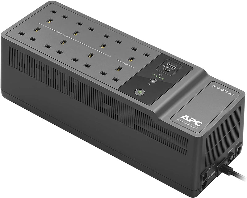 APC by Schneider Electric BACK-UPS ES - BE850G2-UK - Uninterruptible Power Supply 850VA (8 Outlets, Surge Protected, 2 USB Charging Ports)