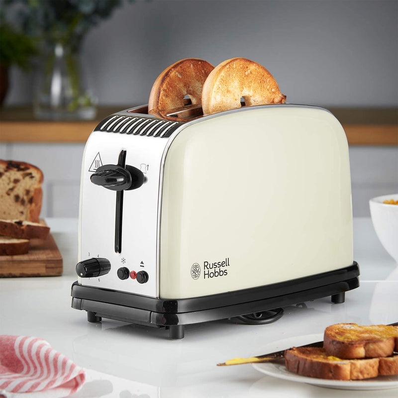 Russell Hobbs 23334 Stainless Steel 2 Slice Toaster, Cream