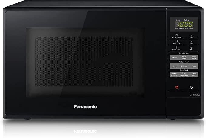 Panasonic NN-E28JBMBPQ Compact Solo Microwave Oven with Turntable, 800 W, 20 Litres, Black, One Size