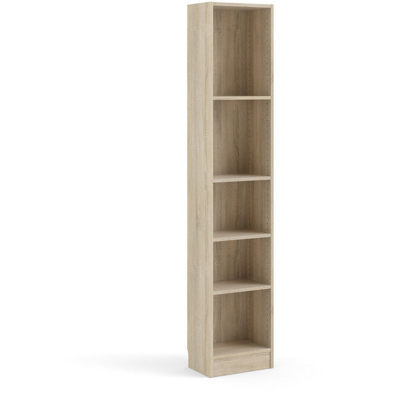 Bassett Oak Tall Narrow Bookcase With 4 Shelves