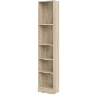 Bassett Oak Tall Narrow Bookcase With 4 Shelves