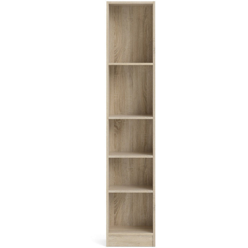 Bassett Oak Tall Narrow Bookcase With 4 Shelves