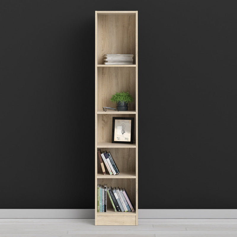 Bassett Oak Tall Narrow Bookcase With 4 Shelves