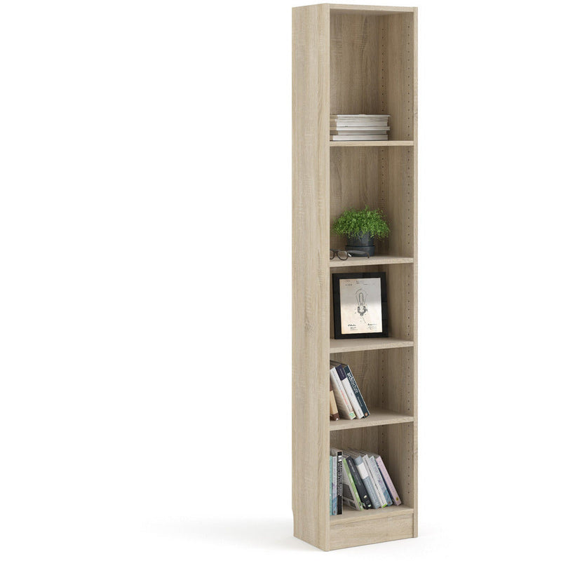 Bassett Oak Tall Narrow Bookcase With 4 Shelves