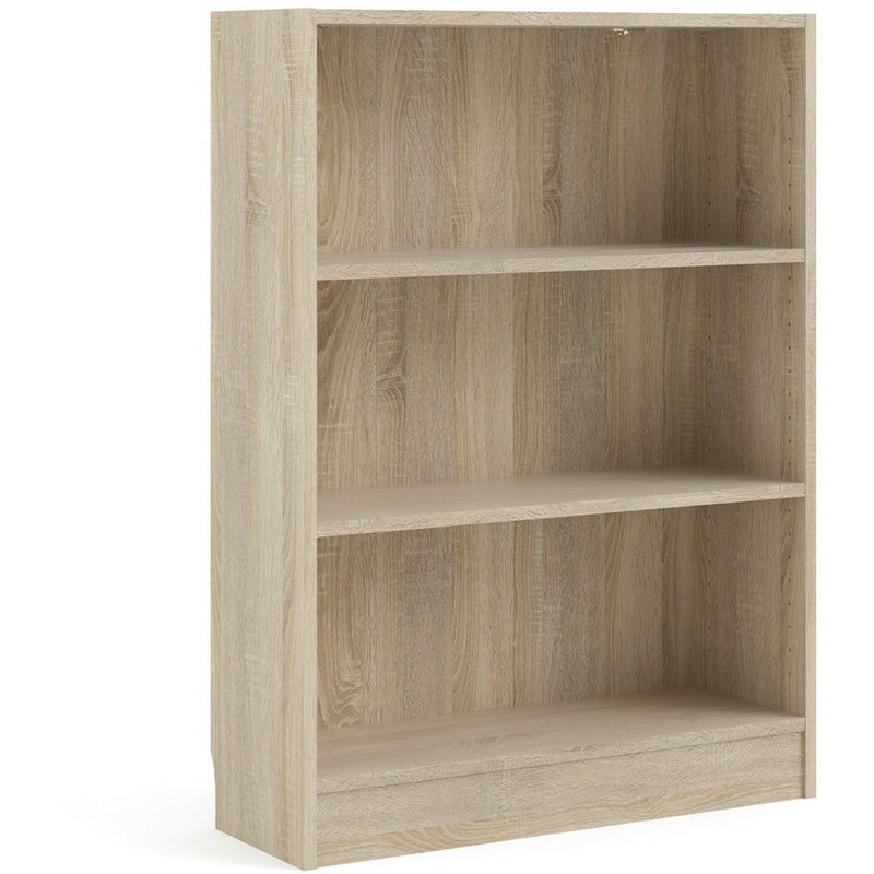 Bassett Oak Low Wide Bookcase With 2 Shelves