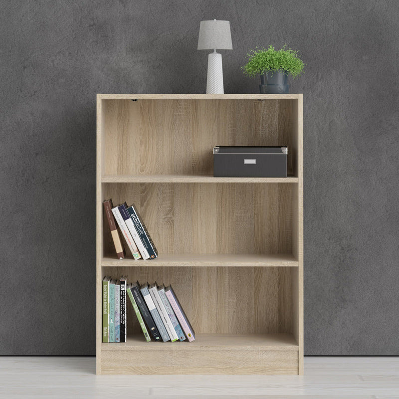 Bassett Oak Low Wide Bookcase With 2 Shelves