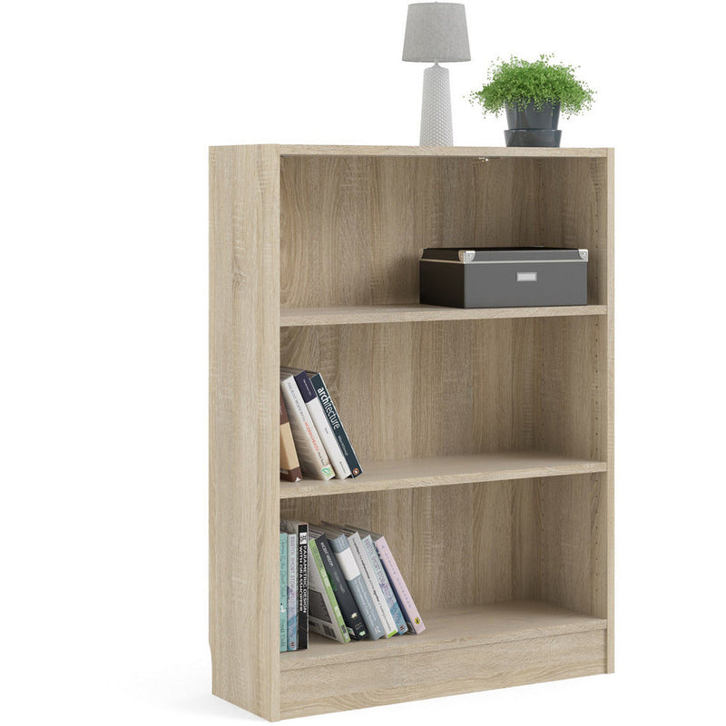 Bassett Oak Low Wide Bookcase With 2 Shelves