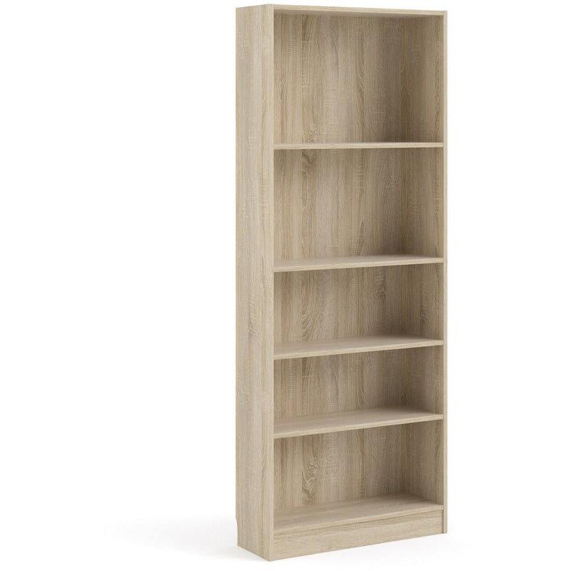 Bassett Oak Tall Wide Narrow Bookcase With 4 Shelves