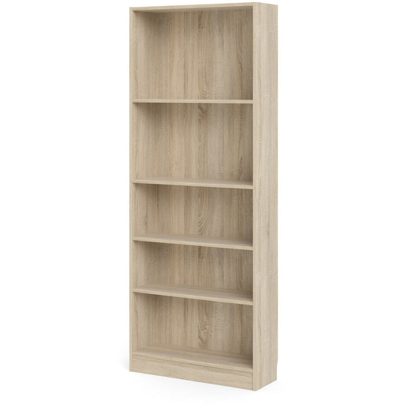 Bassett Oak Tall Wide Narrow Bookcase With 4 Shelves