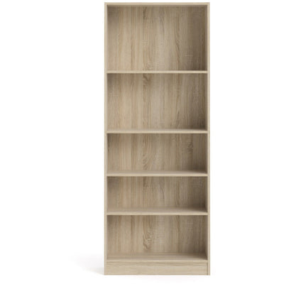 Bassett Oak Tall Wide Narrow Bookcase With 4 Shelves