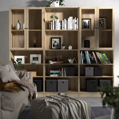 Bassett Oak Low Wide Bookcase With 2 Shelves