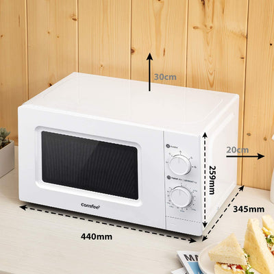 COMFEE' 700w 20L Microwave Oven with 5 Cooking Power Levels, Easy Defrost Function, and Kitchen Timer - Fashionable White - CM-M202GSF