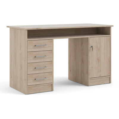 Function Plus Oak 4 Drawer 1 Door Office Desk